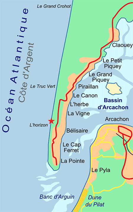 Carte du Cap-Ferret :  Agence Immobiliere au Cap Ferret